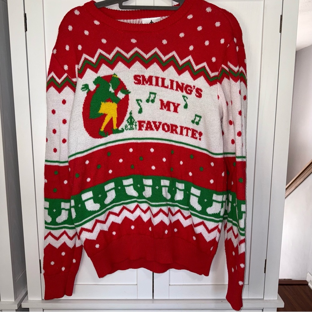 Elf Smiling’s My Favorite Ugly Christmas Sweater Ripple Junction Holiday Medium
